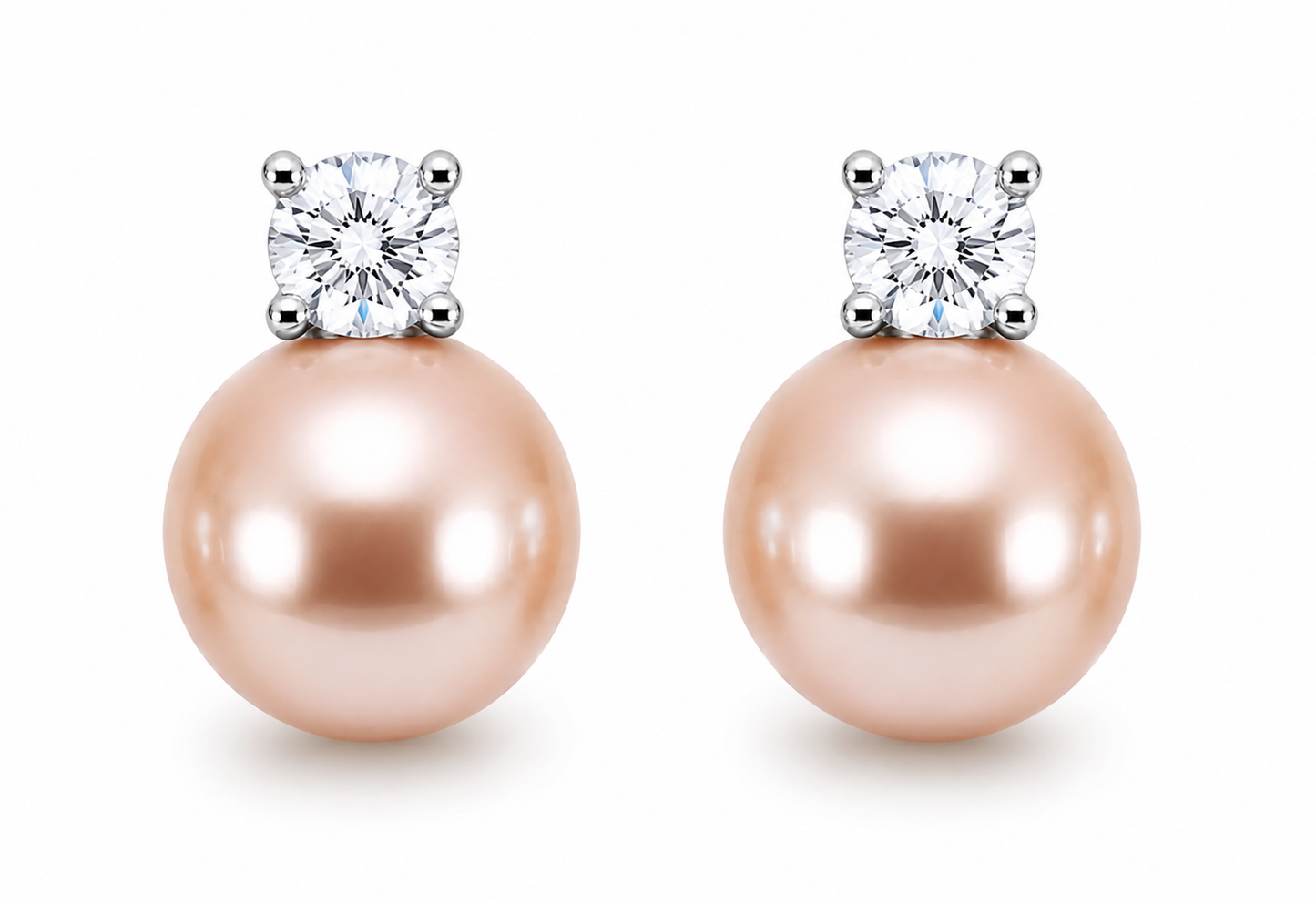 Estelle Diamond & Pearl Stud (Champagne Pink)