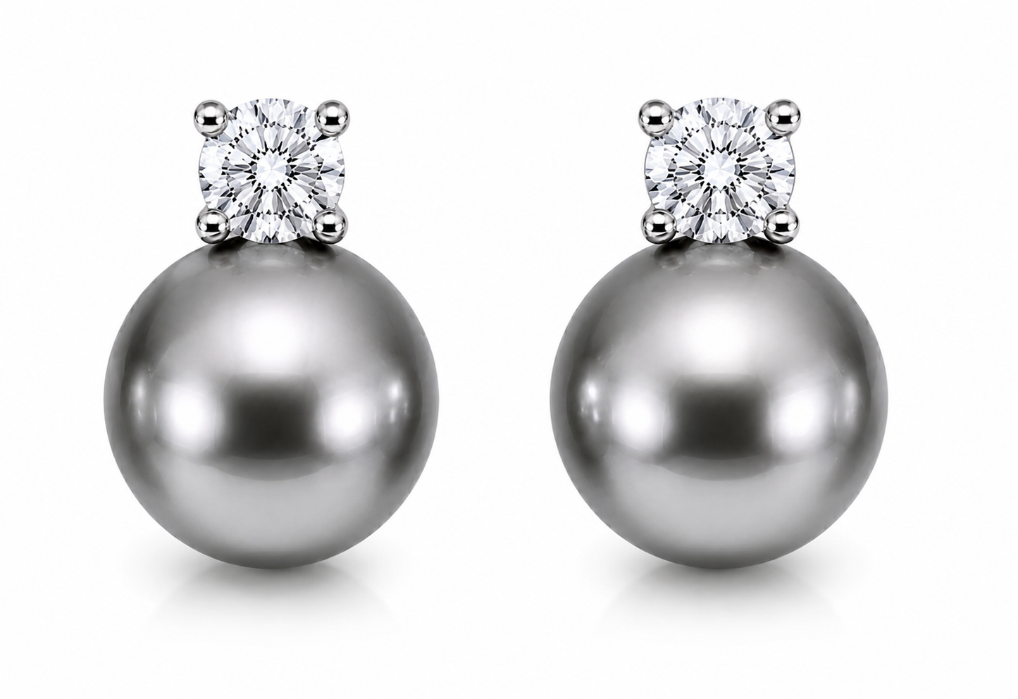 Estelle Diamond & Pearl Stud (Tahitian Grey)