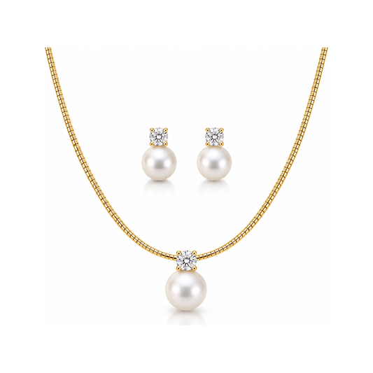 Estelle gold pendant and earrings set