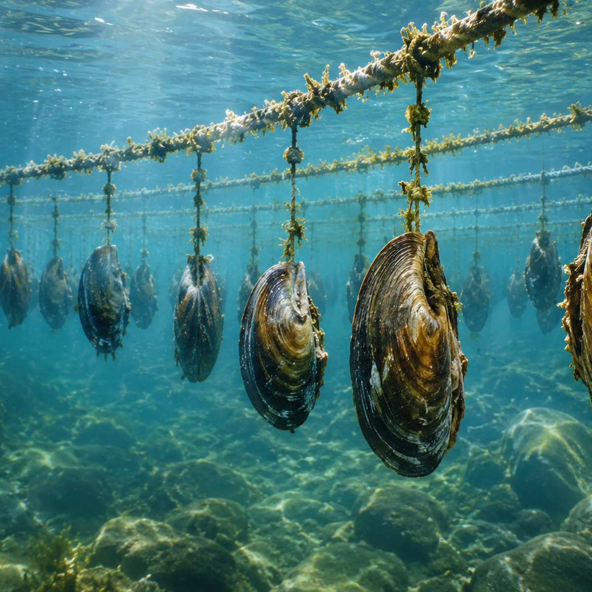 Pearls cultivated in the sea