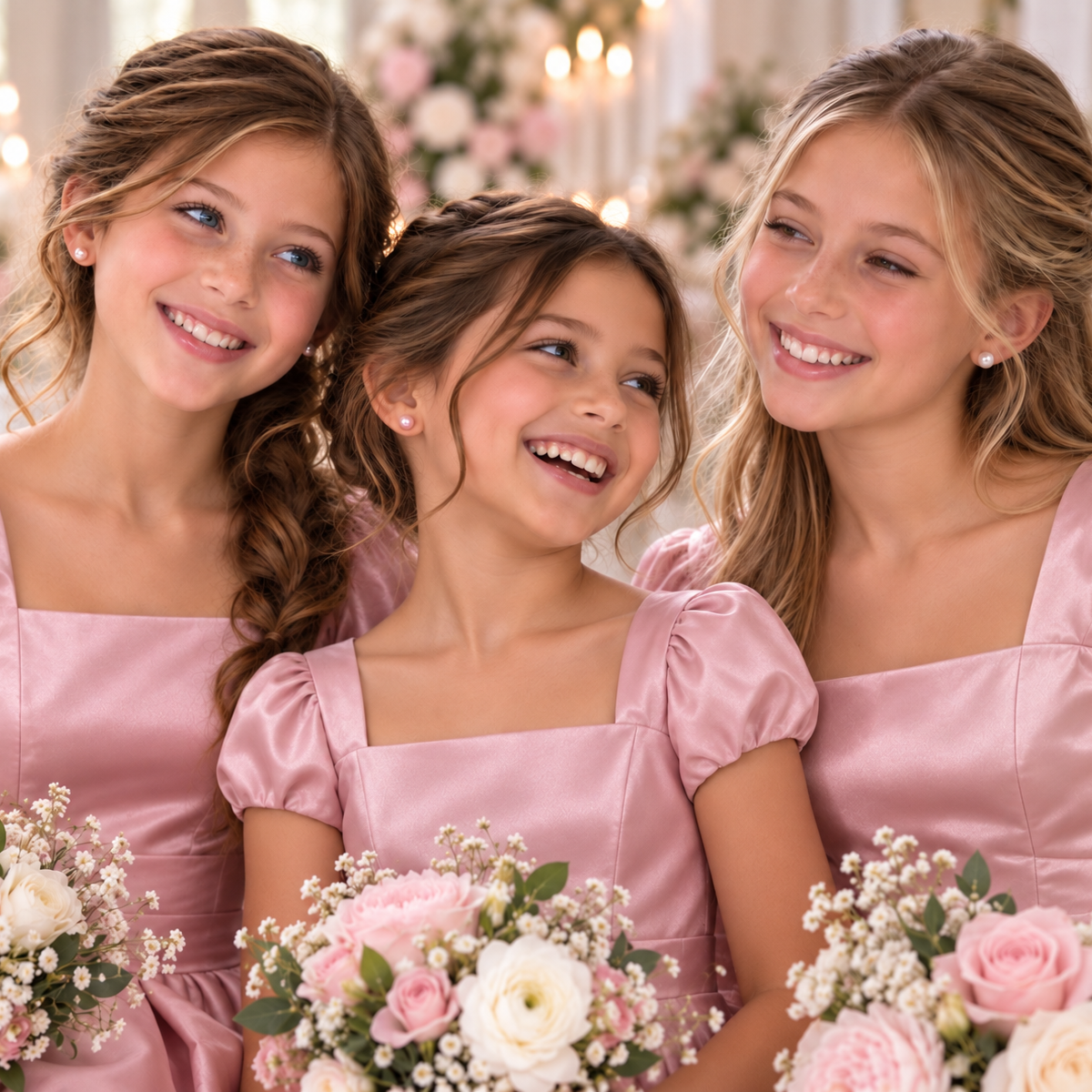 Young girls wearing Vivienne Mademoiselle pearl studs