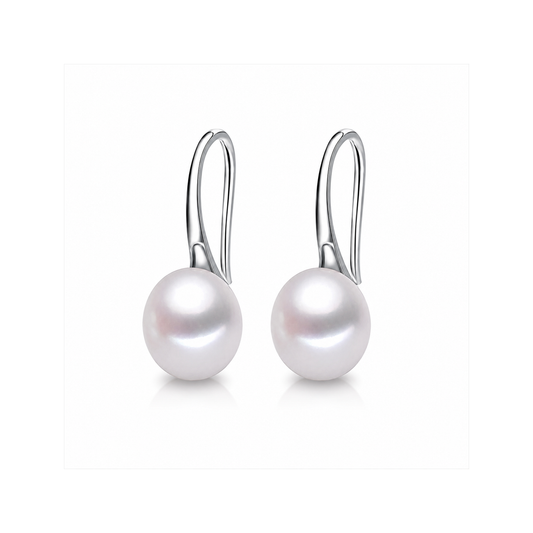 S-shape pearl earring square design