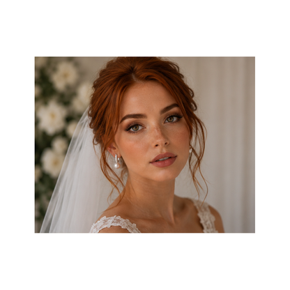 Redhead pearl bridal earring design