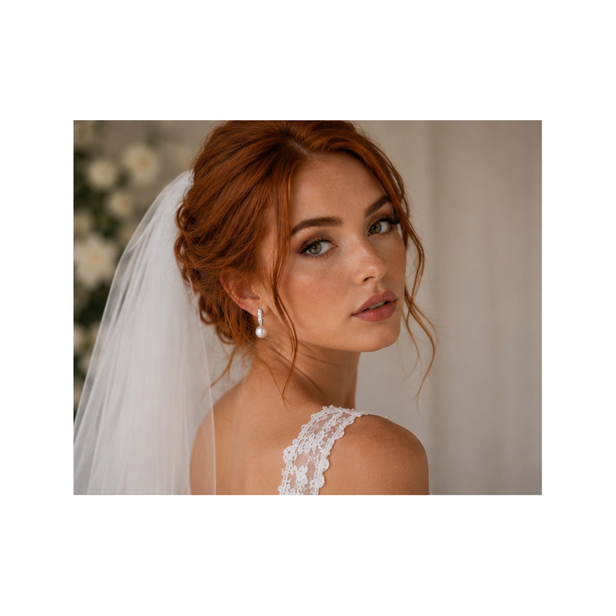 Redhead pearl bridal styling