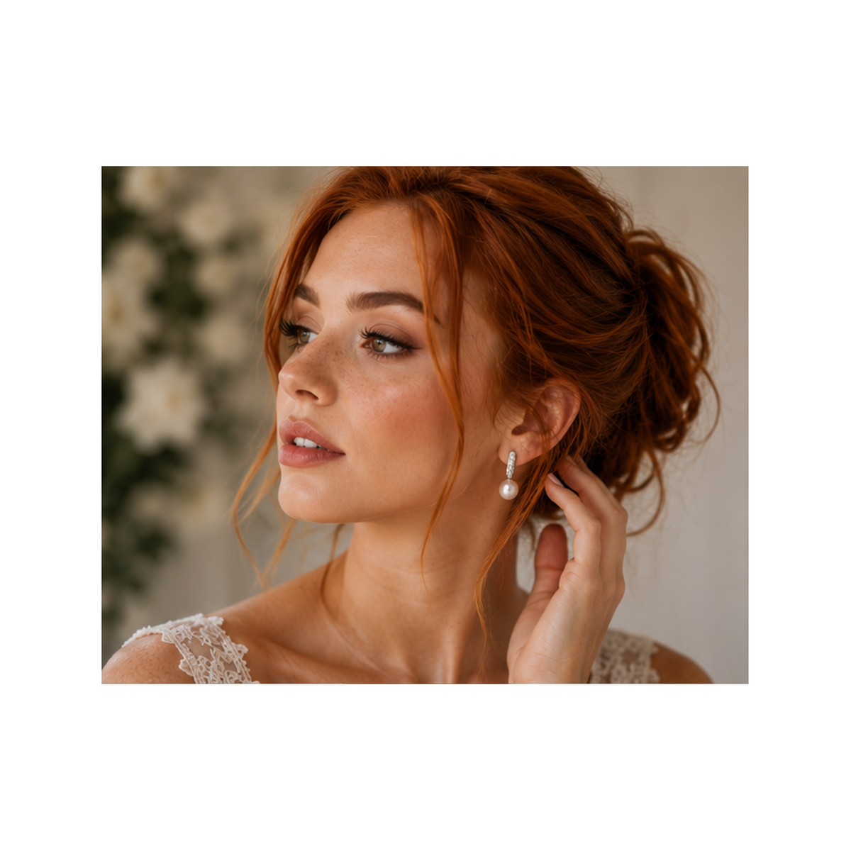 Luxury Redhead pearl bridal earring