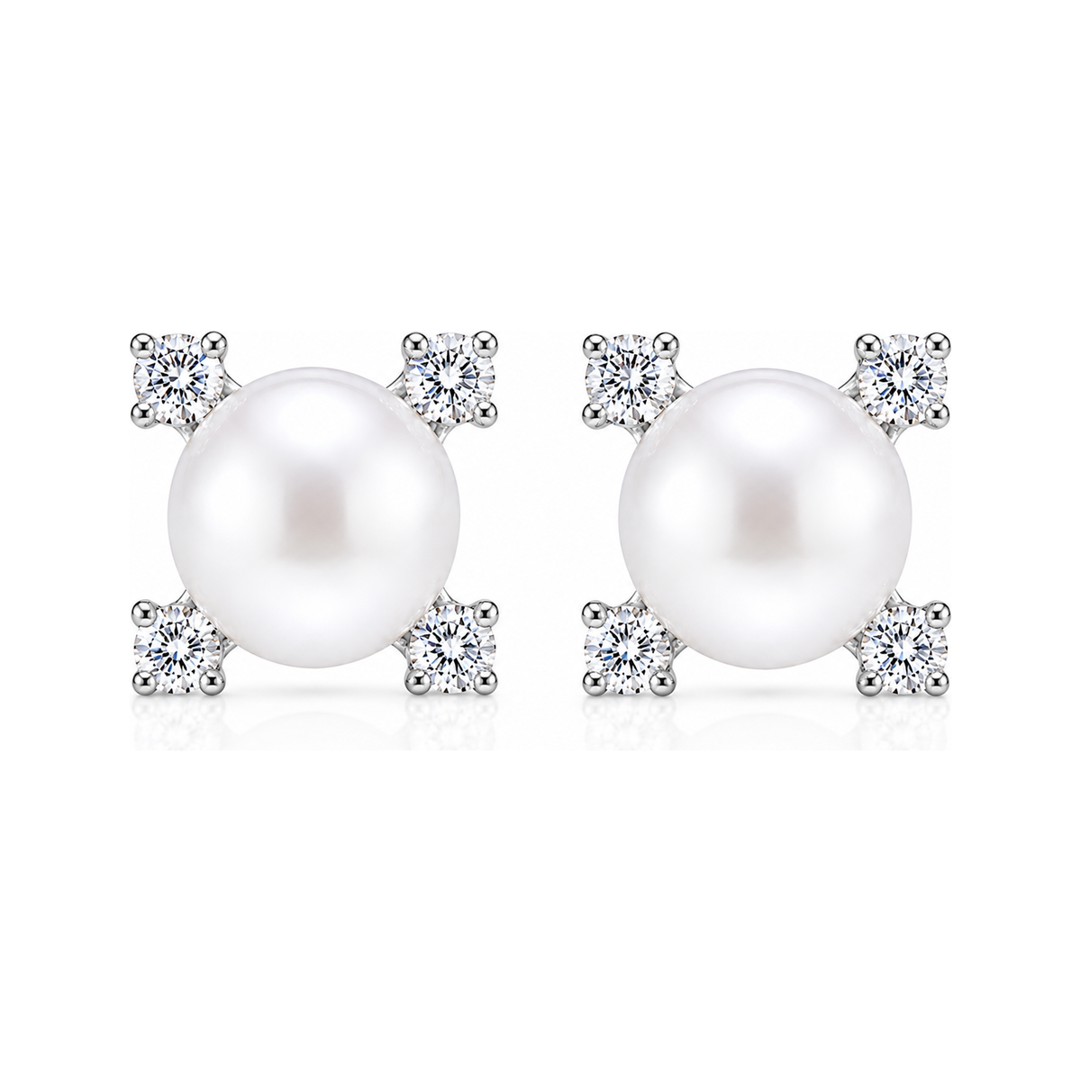 Vendôme Diamond Pearl Stud Earrings