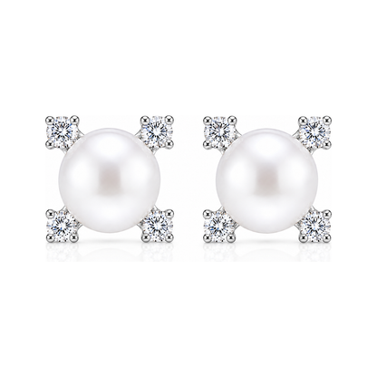 Vendôme Diamond Pearl Stud Earrings