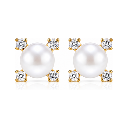 Vendôme Diamond Pearl Stud Earrings