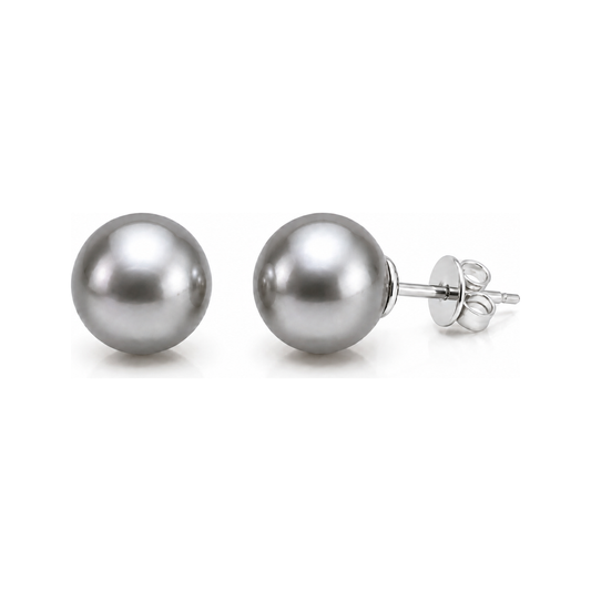 Vivienne Pearl Stud (Silver Gray)