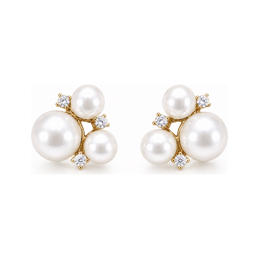 LYS Pearl Stud Earrings - Gold