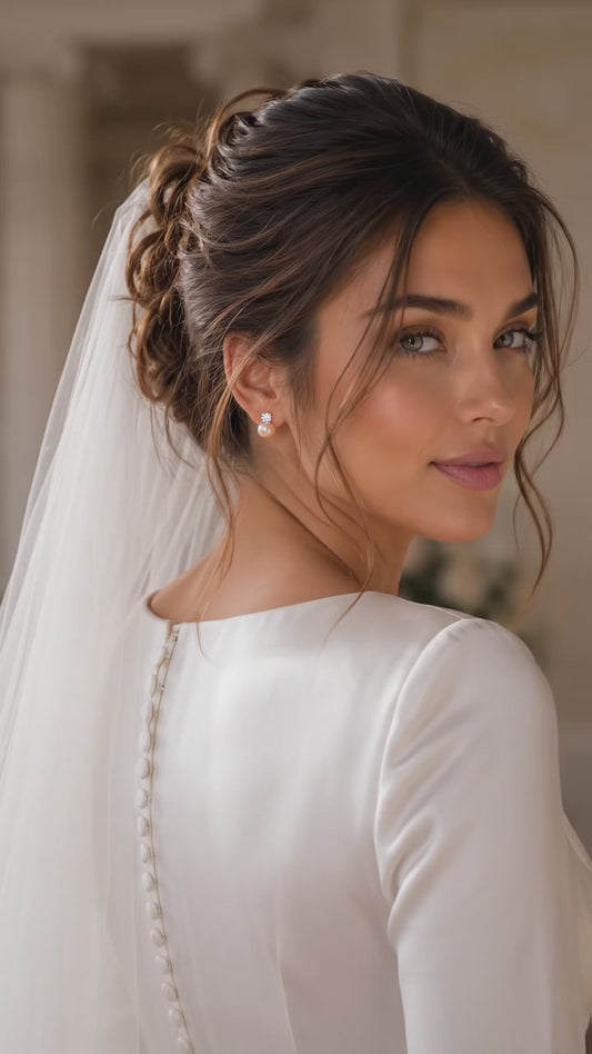 Estelle Diamond & Pearl Stud, bridal styling