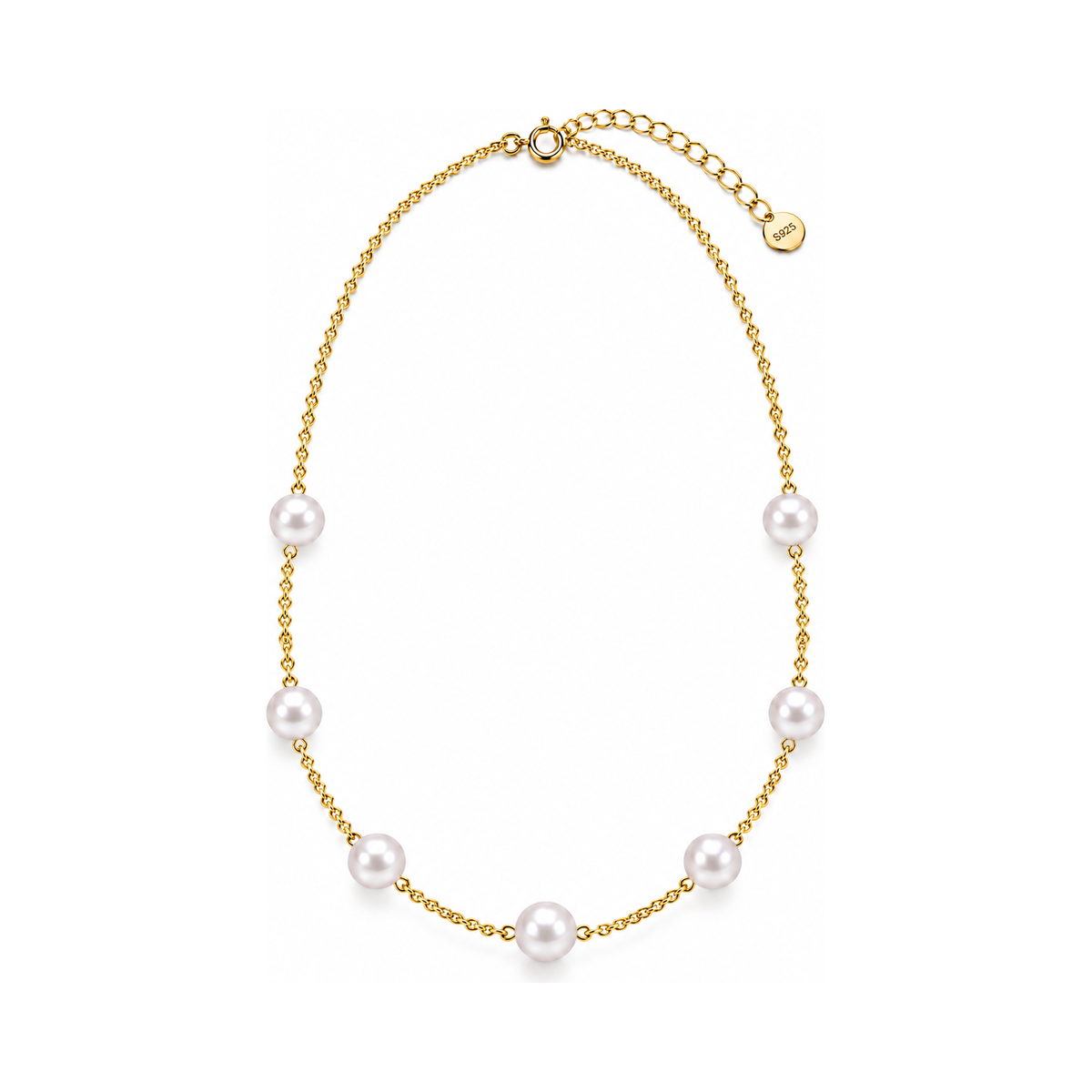 Venus gold pearl necklace with seven pearls