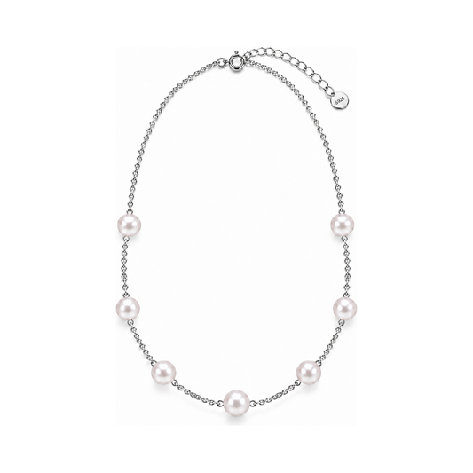 Venus sterling silver pearl necklace with seven pearls